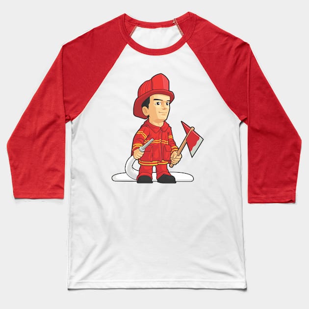 Firefighter Boy Baseball T-Shirt by Asykar